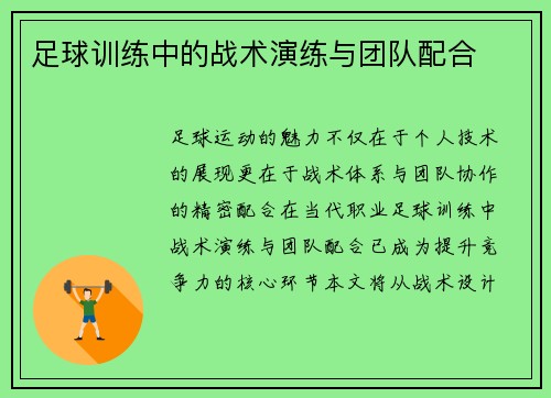 足球训练中的战术演练与团队配合
