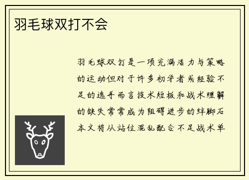 羽毛球双打不会