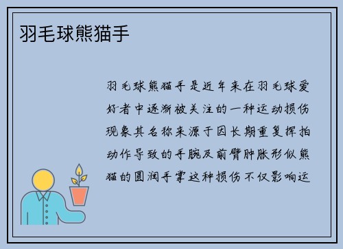 羽毛球熊猫手